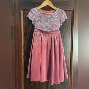 Velvet and Sequins Girls Party Dress 5T